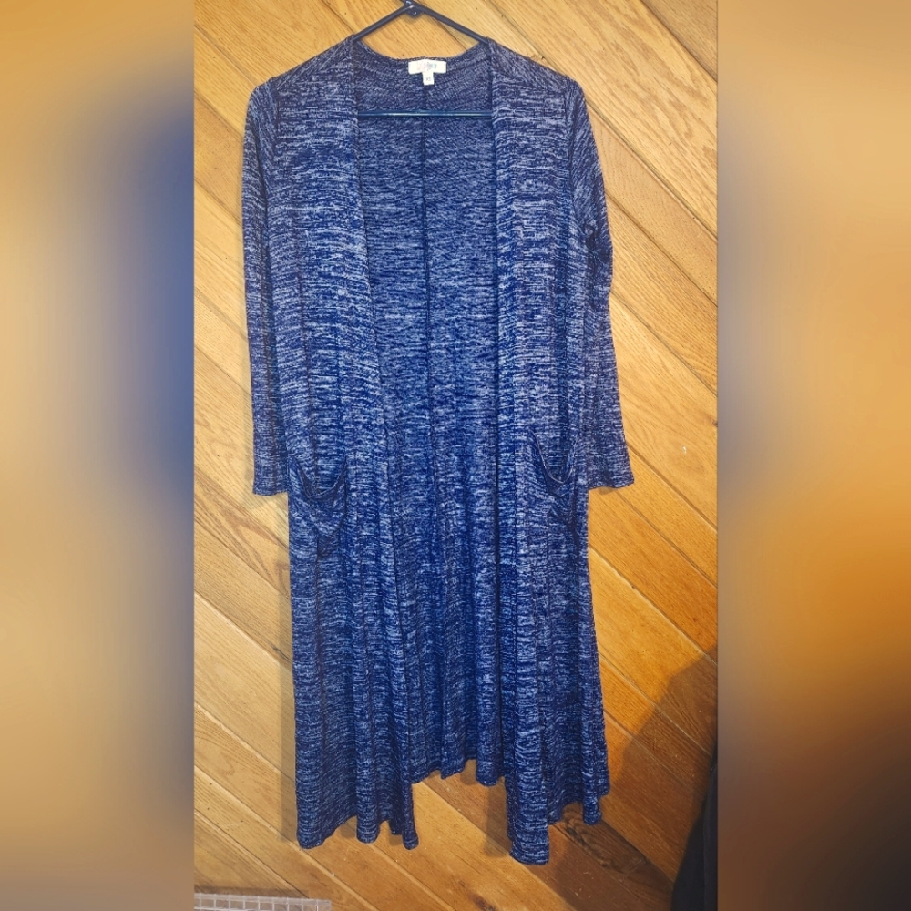 Lularoe Dark Heather Blue Xs Open Face Duster Cardigan Sarah Style